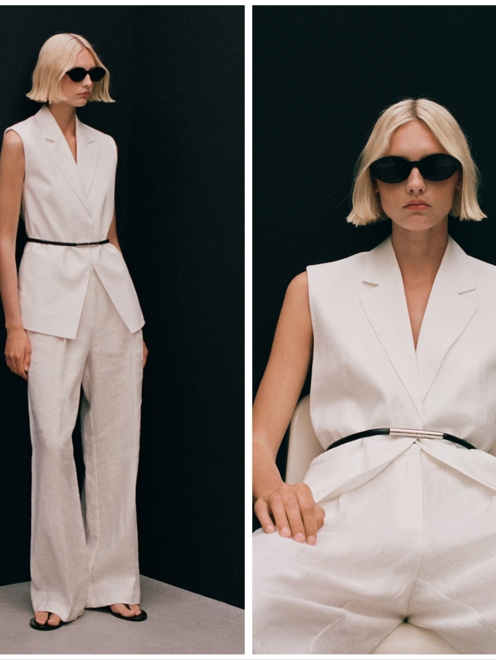 Mango Cream Sleeveless Tailored Vest